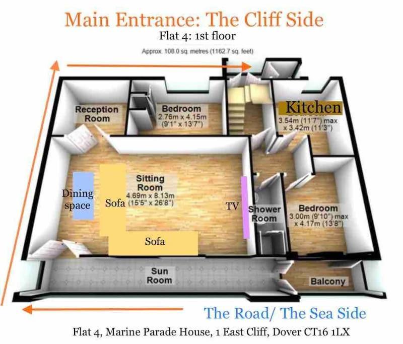 Flat 4 Marine Parade House, 1 East Cliff- Next To Dover Port, White Cliffs, Beach, Castle 外观 照片